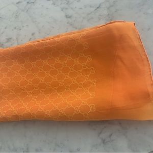 Authentic GUCCI GG MONOGRAM SILK CHIFFON SCARF